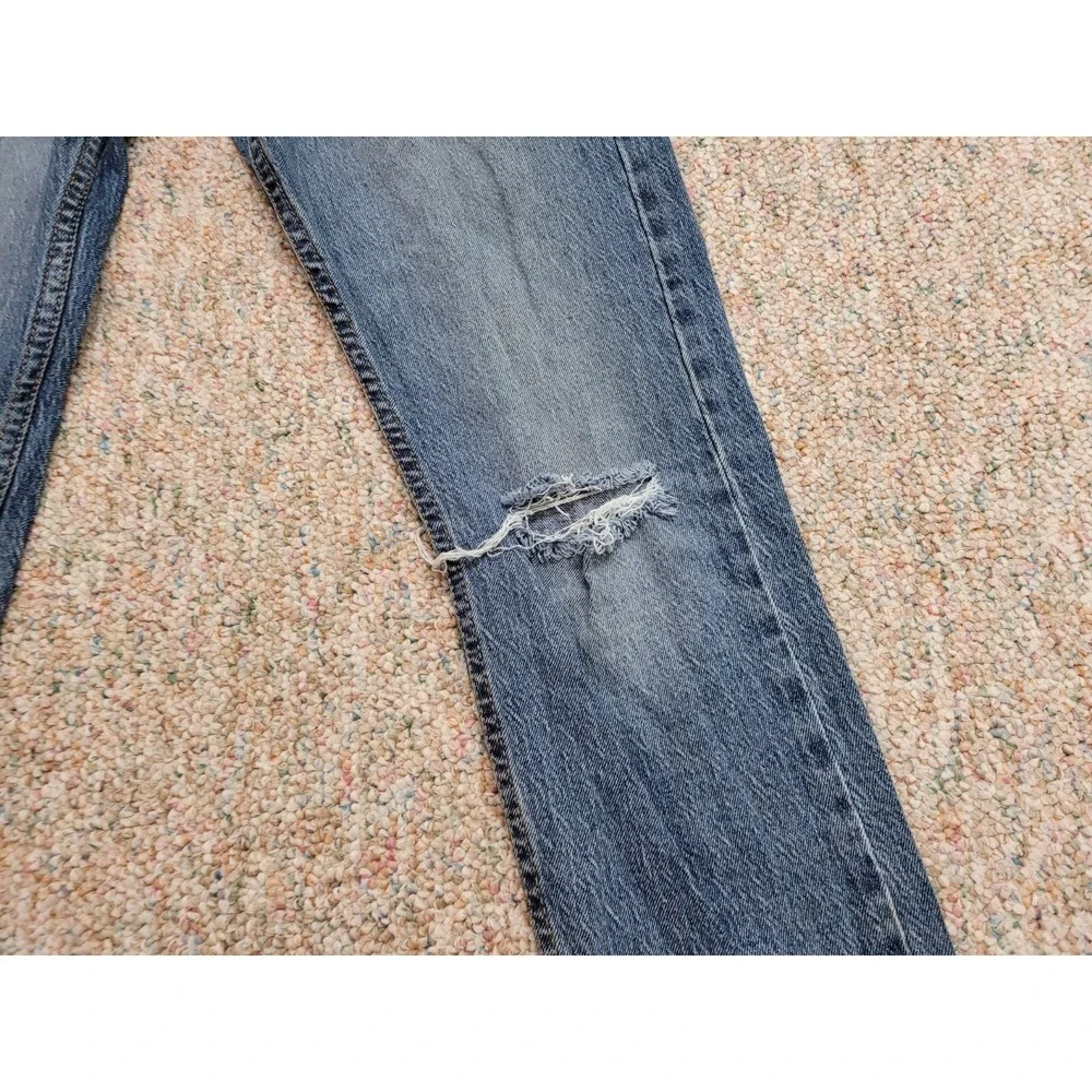 Levis 502 Regular Taper Jeans Mens 30x30 Blue Distressed Denim Pants